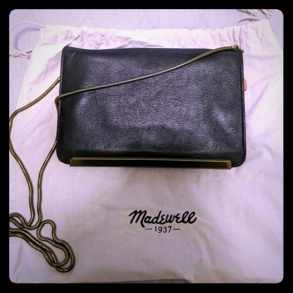 Madewell, leather black over-shoulder purse